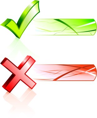 Check and X Mark with Banners clipart