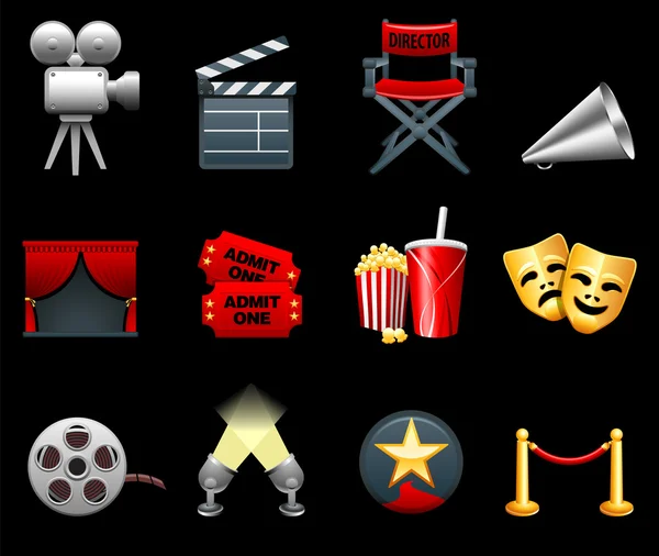Colección de iconos de la industria cinematográfica — Vector de stock