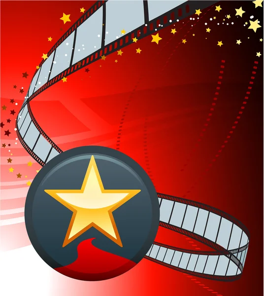 Star button with film reel — Stock Vector