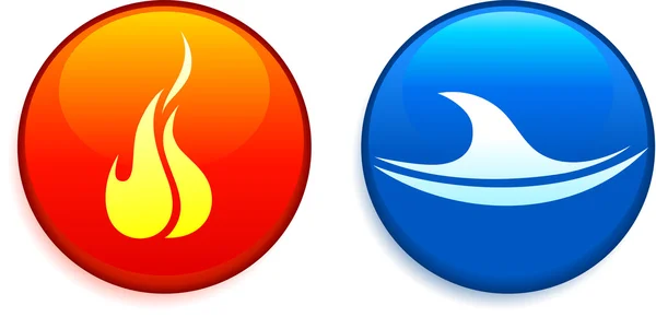 Fire and Water Buttons — Stock Vector