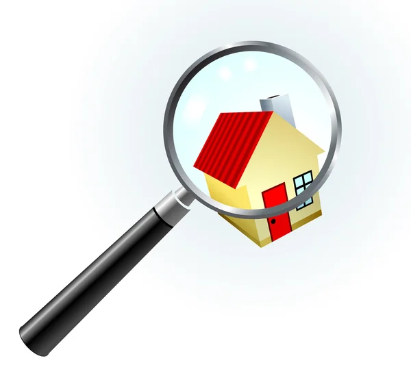 stock vector House Under Magnifying Glass