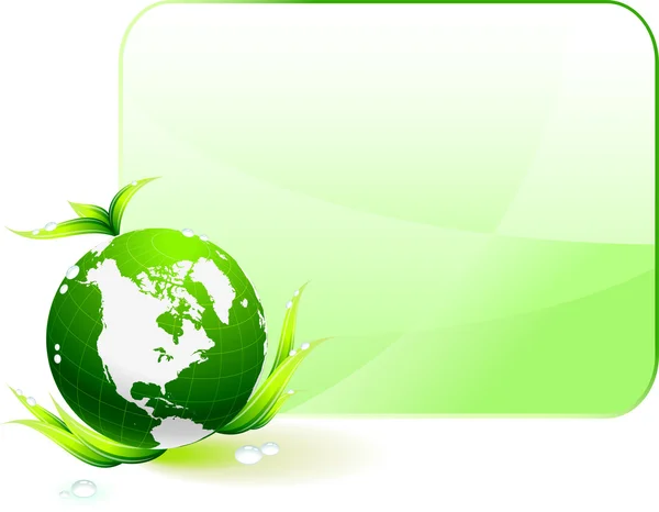 Globus über grünen Umweltschutz Hintergrund — Stockvektor