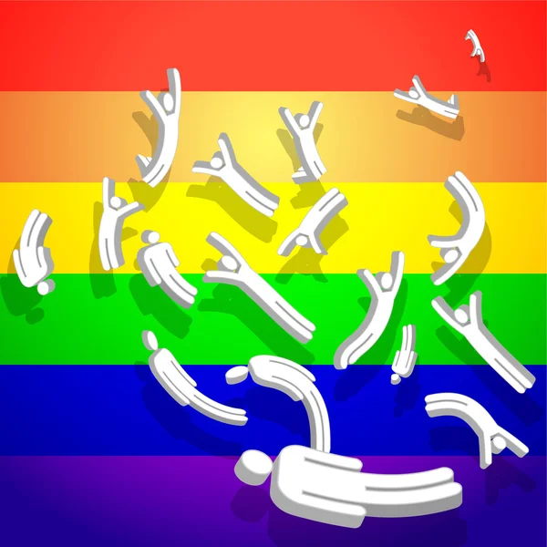 Homo stokcijfers met regenboog — Stockvector