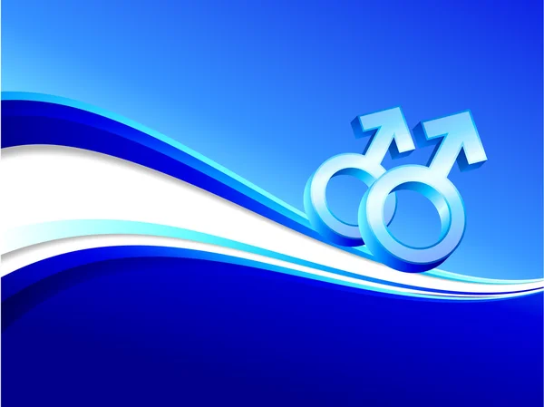 抽象的蓝色背景上的同性恋性别符号 — 图库矢量图片