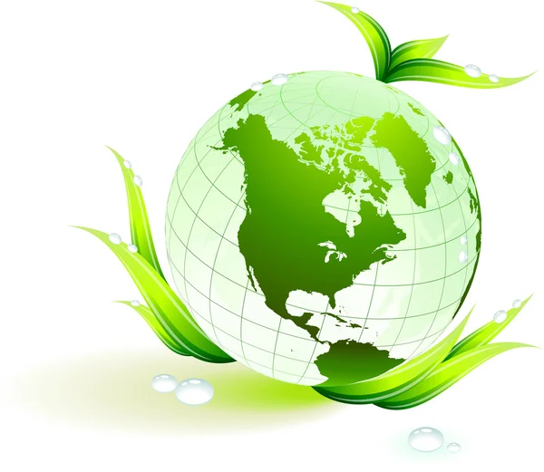Yeşil çevre koruma arka plan üzerinde dünya — Stok Vektör