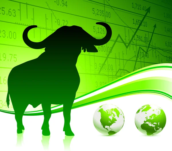 Bull on green business background — Stock Vector