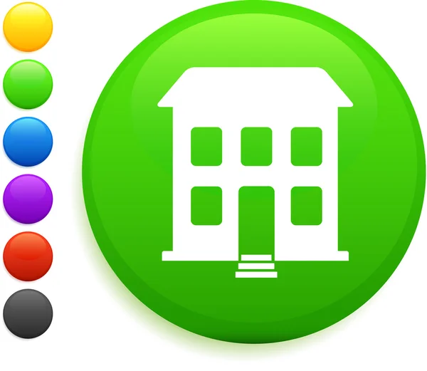 Icono de la casa en el botón redondo de Internet — Vector de stock