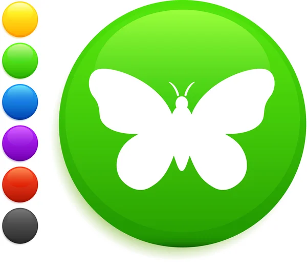Ícone borboleta no botão redondo internet — Vetor de Stock