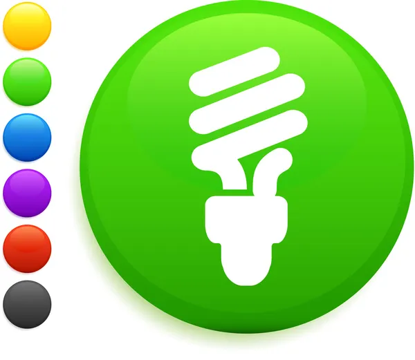 Icono de la bombilla fluorescente en el botón redondo de Internet — Vector de stock