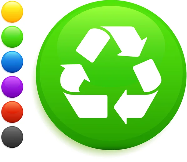 Ανακύκλωσης εικονίδιο στο στρογγυλό κουμπί internet — Διανυσματικό Αρχείο
