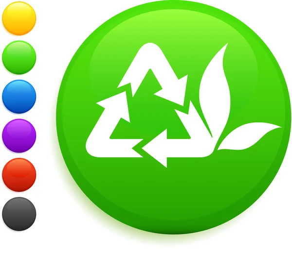 Recycle icon on round internet button — Stock Vector