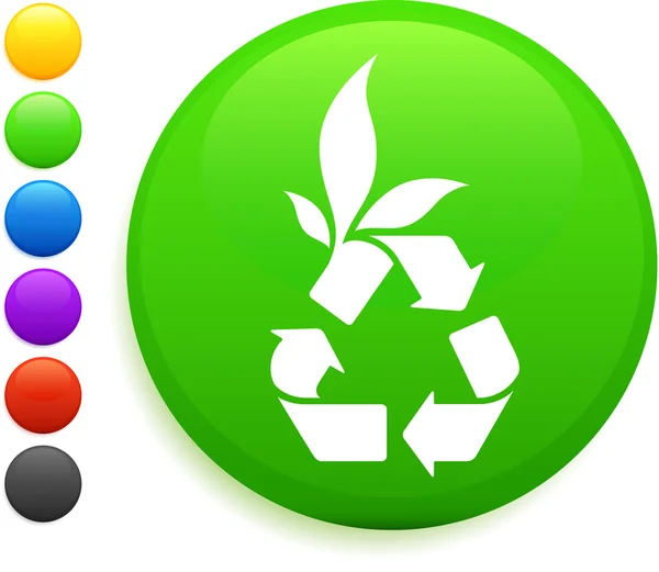 Recycling-Symbol auf rundem Internet-Knopf — Stockvektor