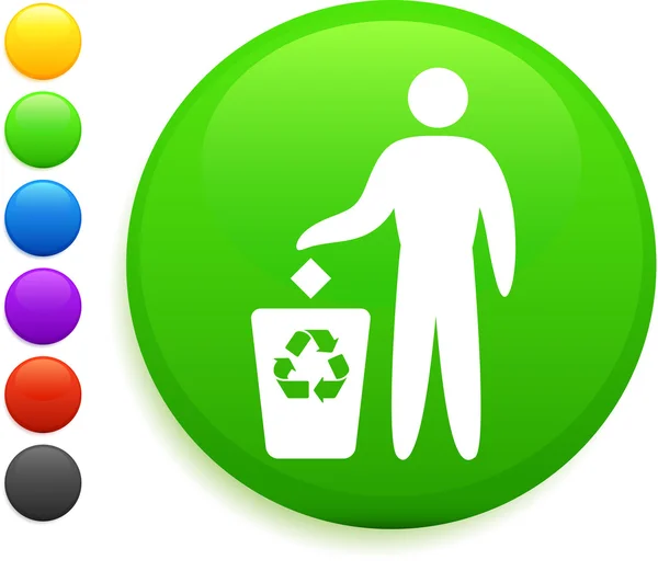 Ícone de reciclagem no botão redondo internet —  Vetores de Stock