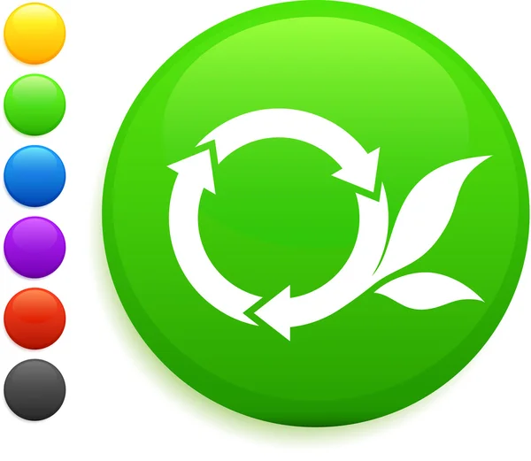 Icono de reciclaje redondo en el botón redondo de Internet — Vector de stock