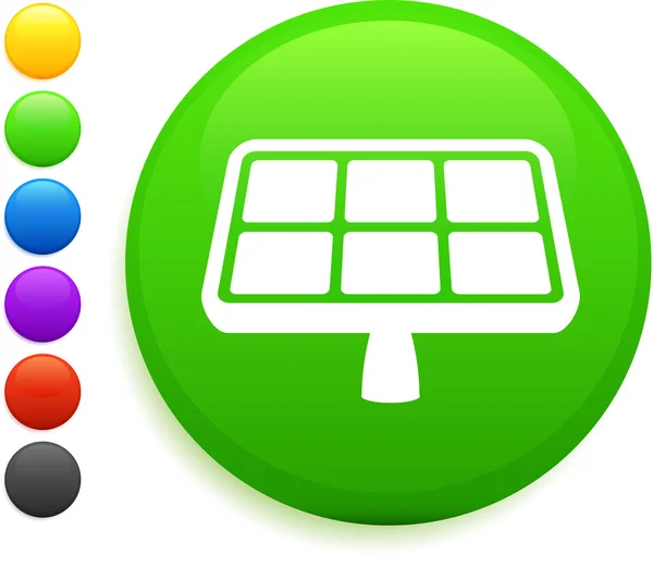 Icône panneau solaire sur bouton internet rond — Image vectorielle