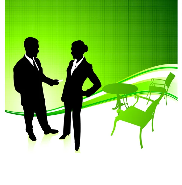 ビジネスマンやビジネスウーマンの緑の環境保全 — ストックベクタ