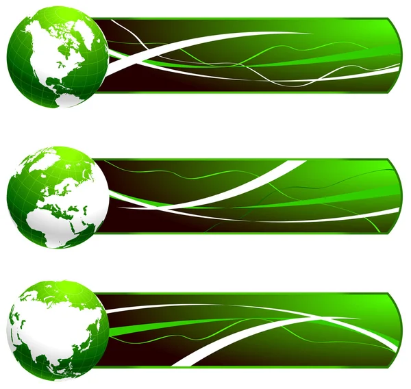 Globi verdi con striscioni — Vettoriale Stock