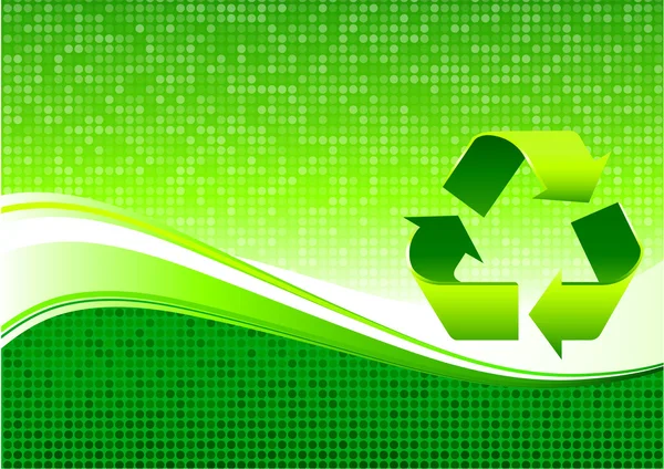 Ανακύκλωση σημάδι σε φόντο πράσινο την προστασία του περιβάλλοντος — Διανυσματικό Αρχείο