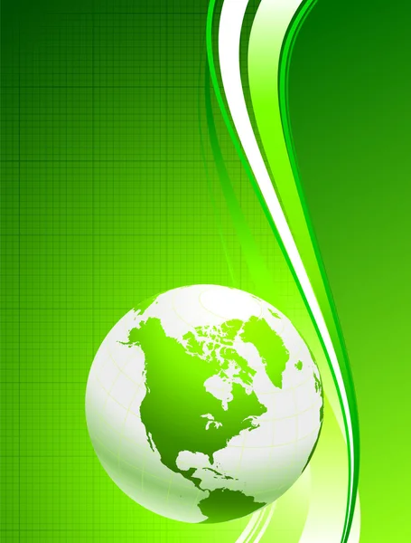 Κόσμο σε φόντο πράσινο την προστασία του περιβάλλοντος — Διανυσματικό Αρχείο
