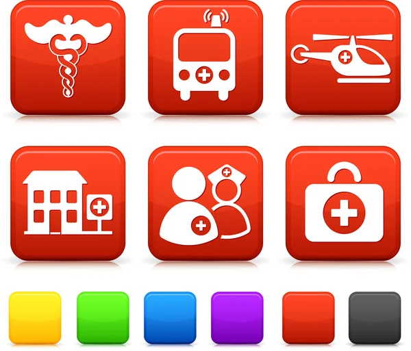 Medical Icons on Square Internet Buttons — Stock Vector