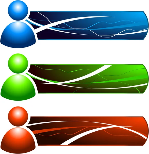 Icono de Internet de usuario con banners — Vector de stock