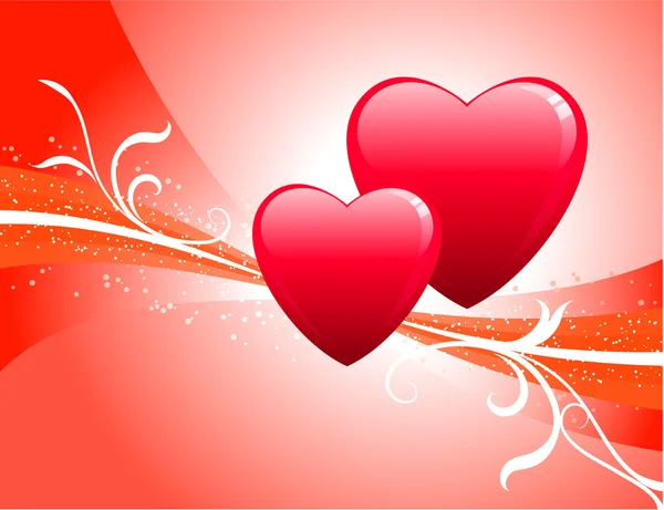 Hjärtan på röd bakgrund — Stock vektor