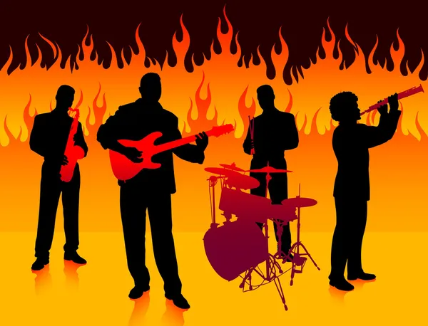 Banda musical en el infierno — Vector de stock
