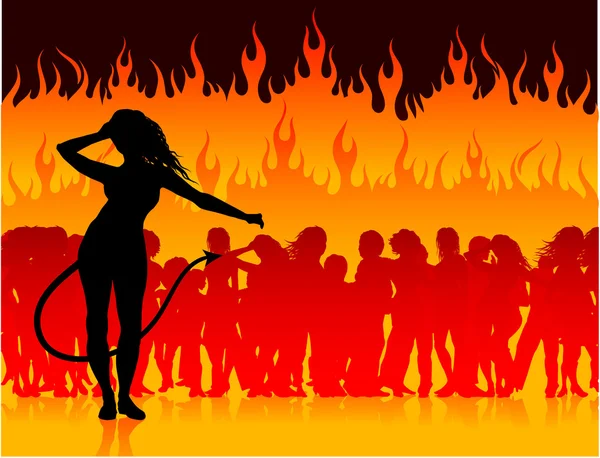 Party in hell with she devil — Stock Vector