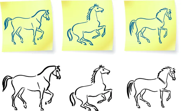 Cavalli su posta annota — Vettoriale Stock