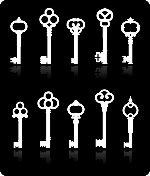 Antika nycklar samling — Stock vektor