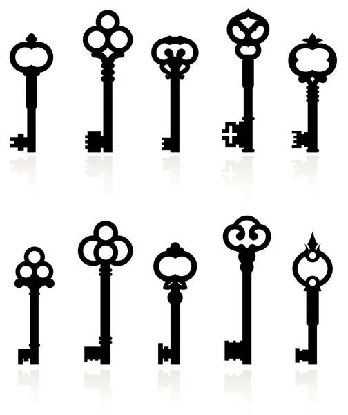 古董 keys 集合 — 图库矢量图片