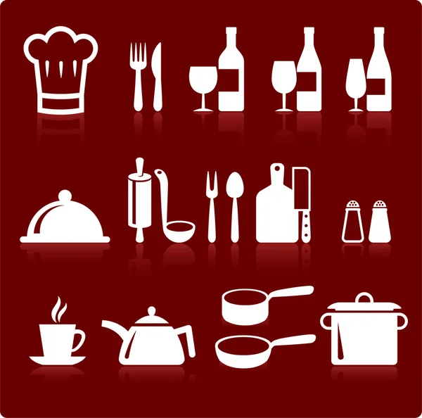 Articles de cuisine internet icône collection — Image vectorielle
