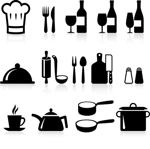 Cozinhar itens coleção ícone internet — Vetor de Stock
