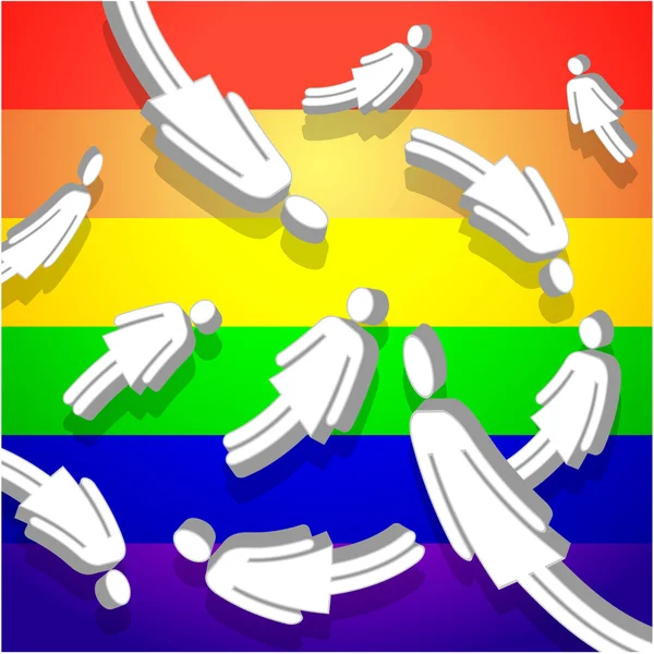 Figuras de palo lésbico con arco iris — Vector de stock