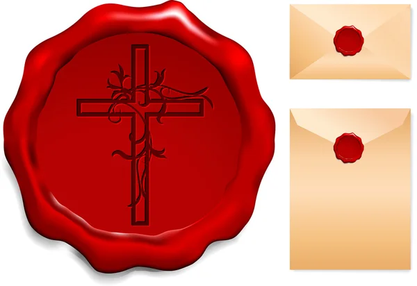 Σταυρός σε σφραγίδα κερί — Διανυσματικό Αρχείο