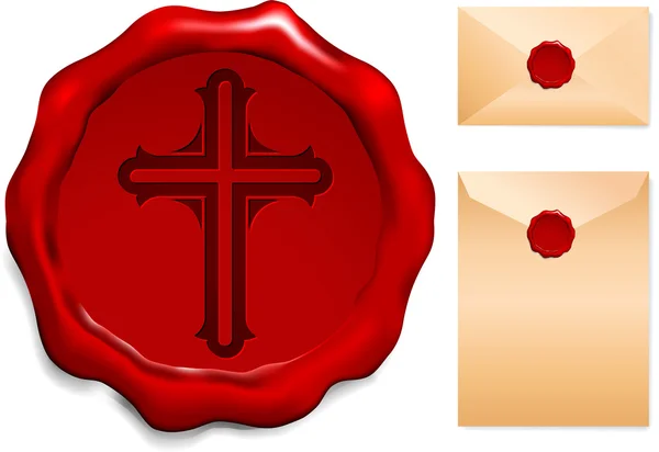 Croix sur sceau de cire — Image vectorielle