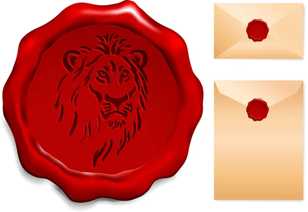 Lion on on Wax Seal — стоковый вектор