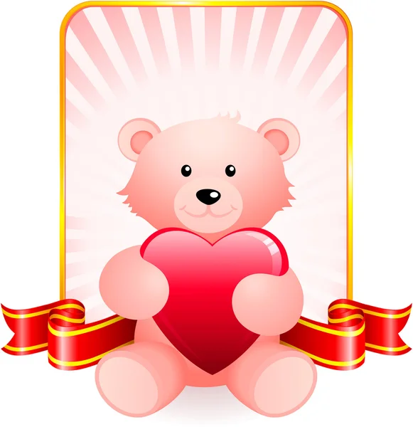 Teddy urso romântico Dia dos Namorados design de fundo — Vetor de Stock