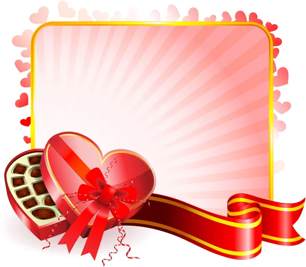다크 초콜릿 상자 발렌타인의 날 디자인 배경 — 스톡 벡터