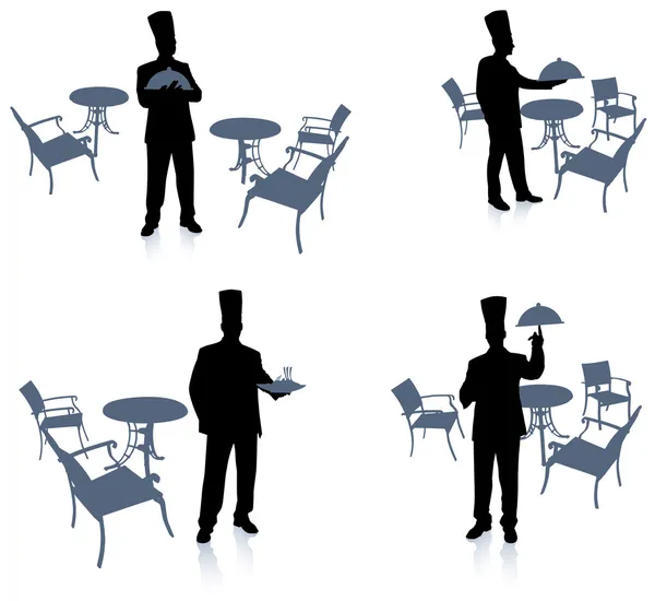 Silhouette de chef au café — Image vectorielle