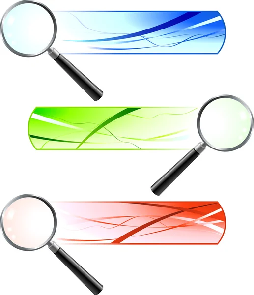 Förstoringsglas med banners — Stock vektor