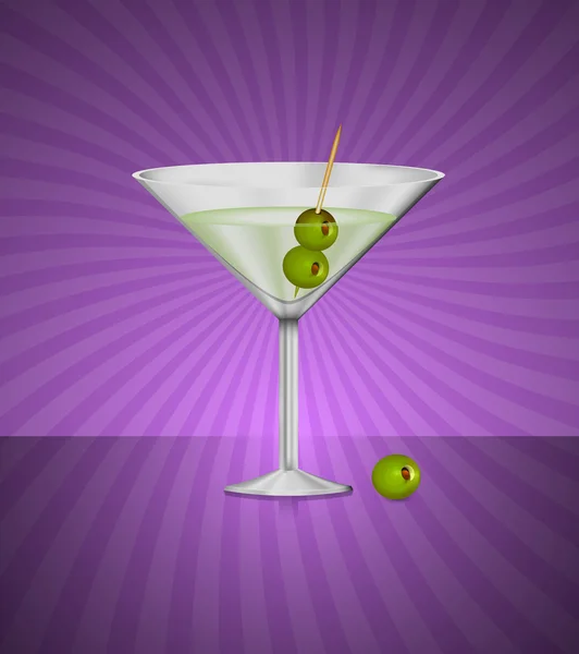 Martini-Glas mit Oliven — Stockvektor