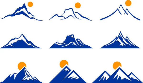 Icone di montagna — Vettoriale Stock