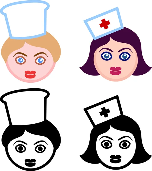Chefs féminins d'infirmières et de chefs — Image vectorielle