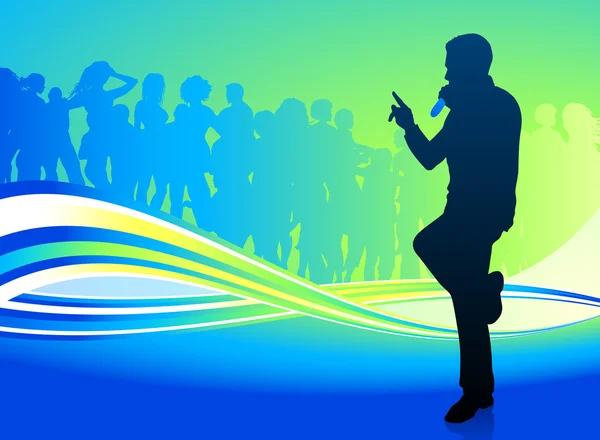 Singer with Crowd background — Stock Vector