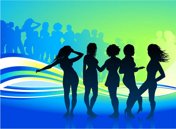 Σέξι γυναίκες χορεύουν σε ένα πάρτι — Διανυσματικό Αρχείο