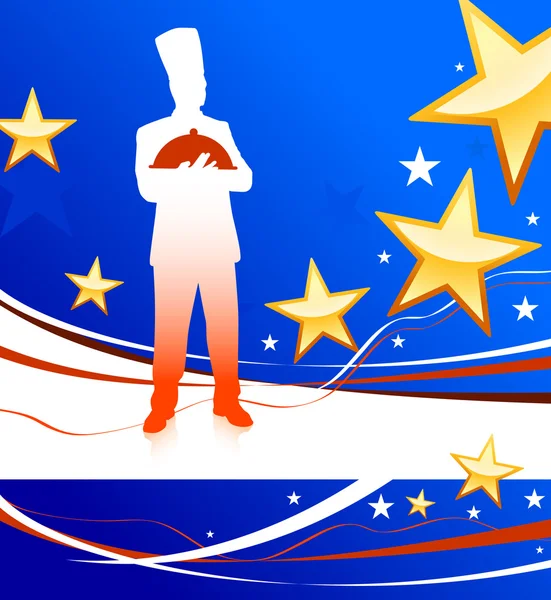 Chef su sfondo patriottico — Vettoriale Stock