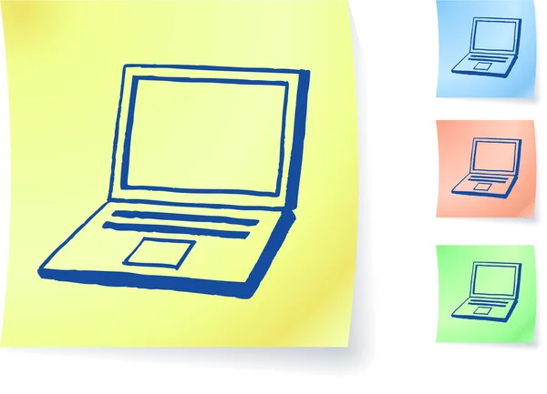 Ręcznie rysowane laptopa na karteczki — Wektor stockowy