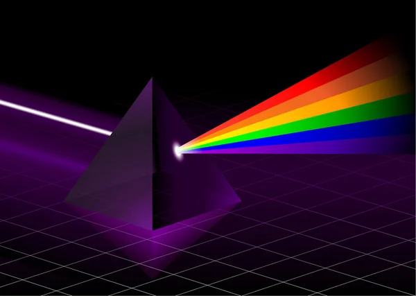 Pirâmide com arco-íris — Vetor de Stock