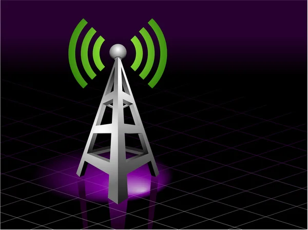 Torre de rádio enviando sinal — Vetor de Stock